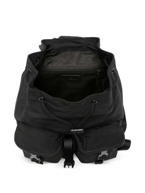 26FW 엠포리오 아르마니 로고 플랩 버클 백팩 EM004503AF28784UC001 BLACK - EMPORIO ARMANI