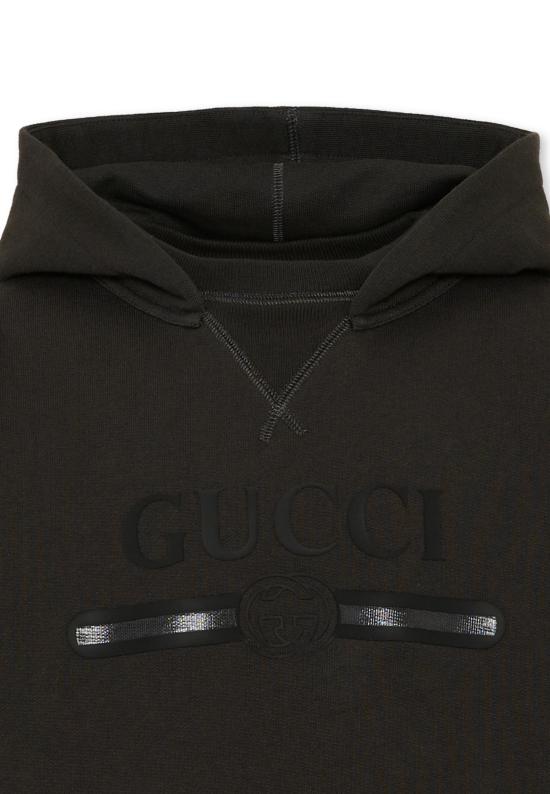 26FW [키즈] 구찌 로고 프린트 코튼 후드티 855554 XJHXM 1073 BLACK - GUCCI