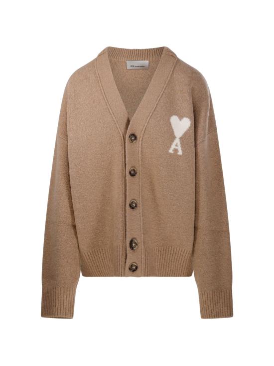 26FW 아미 빅 하트 로고 알파카 니트 가디건 UKC365KN0135 A278 BEIGE MASTIC ECRU