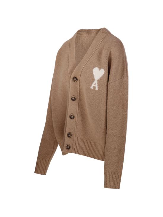 26FW 아미 빅 하트 로고 알파카 니트 가디건 UKC365KN0135 A278 BEIGE MASTIC ECRU - AMI