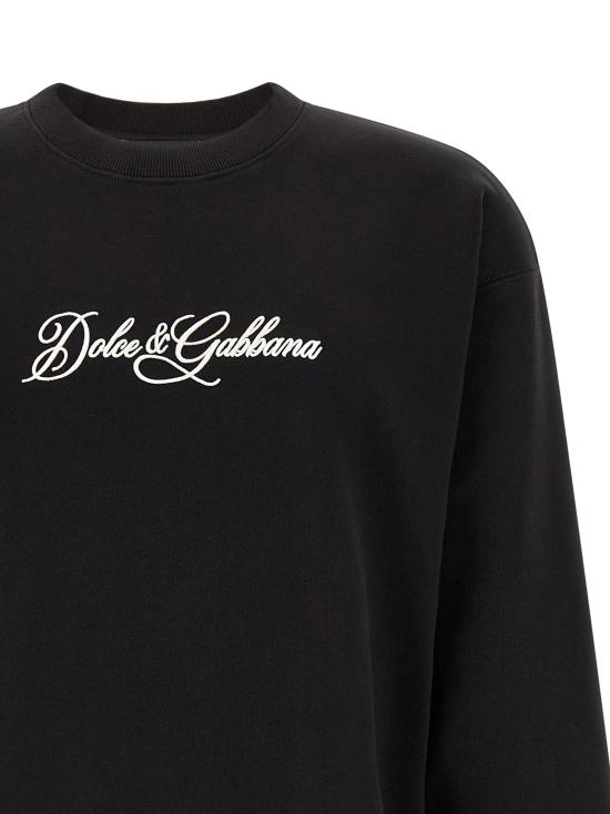 26FW 돌체앤가바나 긴팔 티셔츠 로고 자수 스웨트셔츠 블랙 - DOLCE & GABBANA