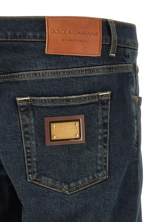 26FW 돌체앤가바나 데님 팬츠 로고 플레이트 진 블루 - DOLCE & GABBANA