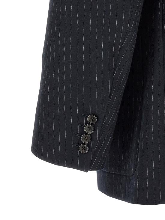 26FW 생로랑 수트 자켓 핀스트라이프 더블 브레스트 블레이저 블루 - SAINT LAURENT