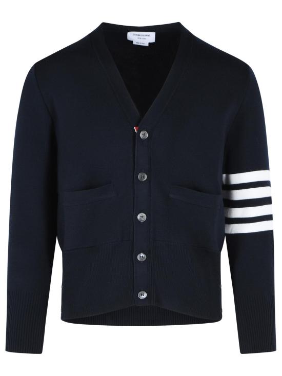 26FW 톰브라운 울 4바 브이넥 가디건 MKC160A 00014 415 NAVY DOM