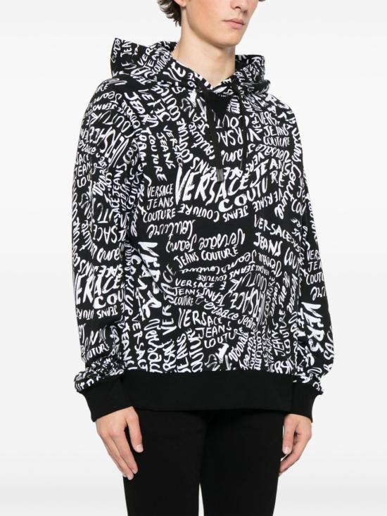 26FW 베르사체 후드 티셔츠 78GAI331 FS186 L01 BLACK WHITE DOM - VERSACE