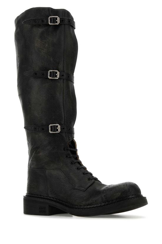 26FW 미우미우 가죽 스트랩 바이커 부츠 5W315EFG0352KJ F0002 Black - MIU MIU