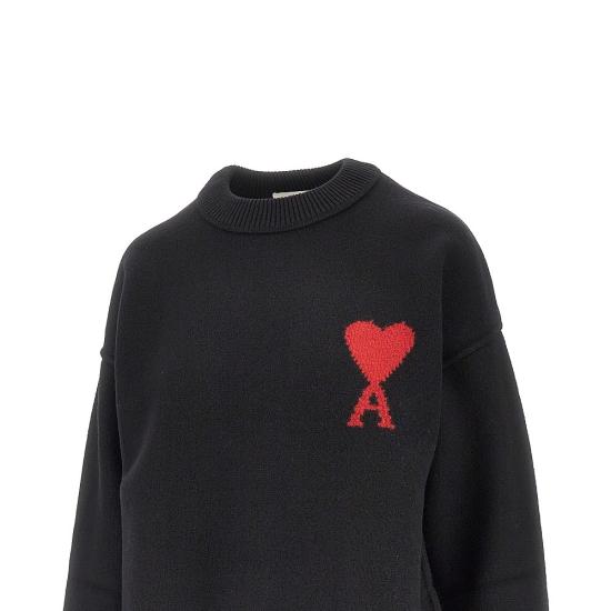26FW 아미 빅 하트 울 크루넥 스웨터 UKS838018 Black - AMI