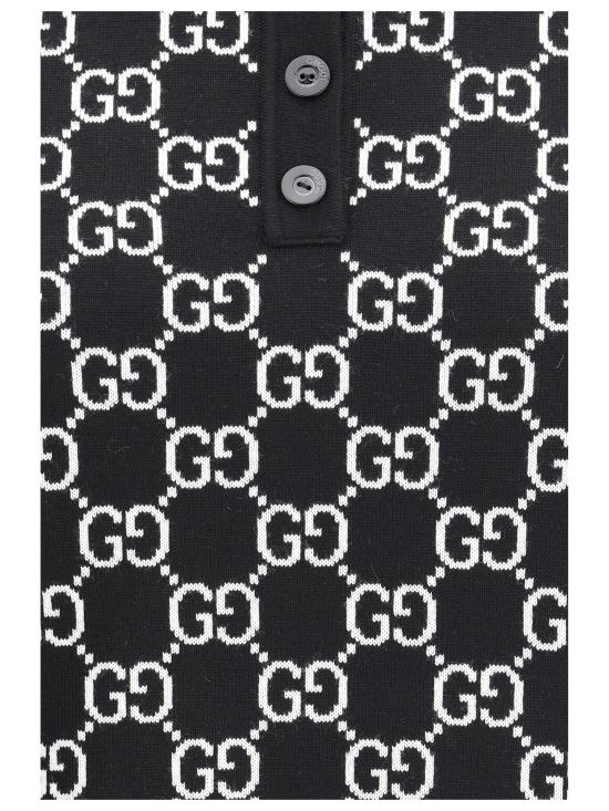 26SS 구찌 GG 리버시블 울 자카드 폴로 티셔츠 814273XKEJP BLACK - GUCCI