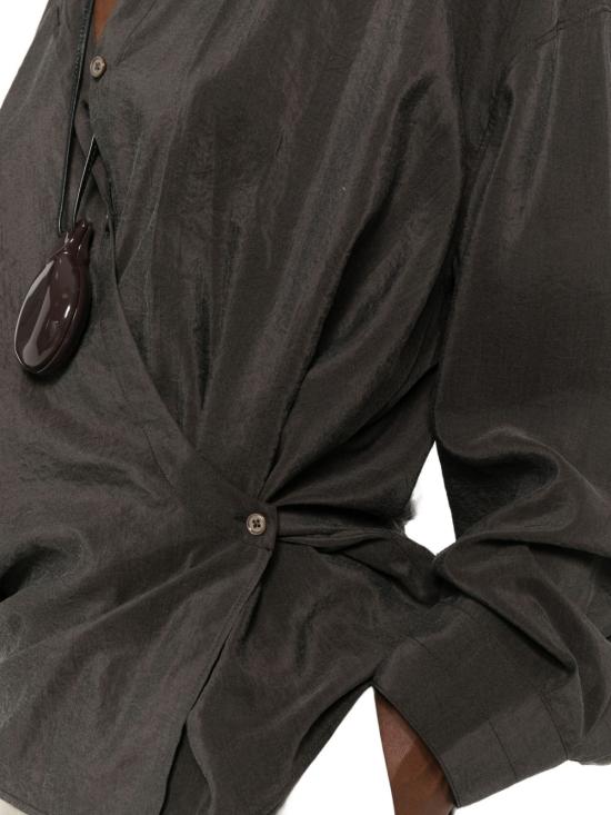 26FW 르메르 스트레이트 칼라 트위스트 셔츠 SH1141 LF1308 532 LICORICE DOM - LEMAIRE