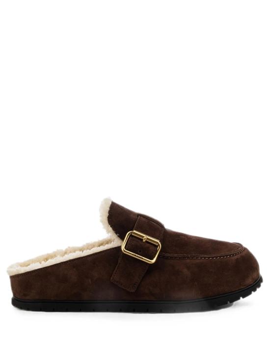 26FW 프라다 스웨이드 셔링 뮬 스웨이드 셔링 뮬 1R548OFZF10JFTF0003 brown