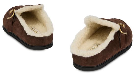 26FW 프라다 스웨이드 셔링 뮬 스웨이드 셔링 뮬 1R548OFZF10JFTF0003 brown - PRADA
