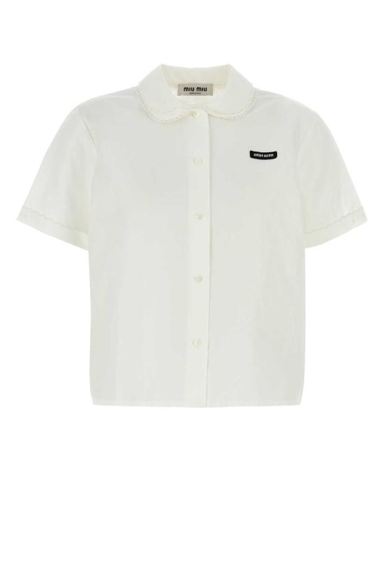 26FW 미우미우 슬러브 포플린 셔츠 MK1932SOOO163MF0009 White