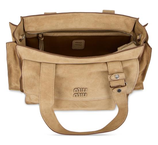 26FW 미우미우 유틸리테 스웨이드 탑 핸들 백 유틸리테 스웨이드 탑 핸들 백 5BG335VPOO2CSSF0379 Beige - MIU MIU