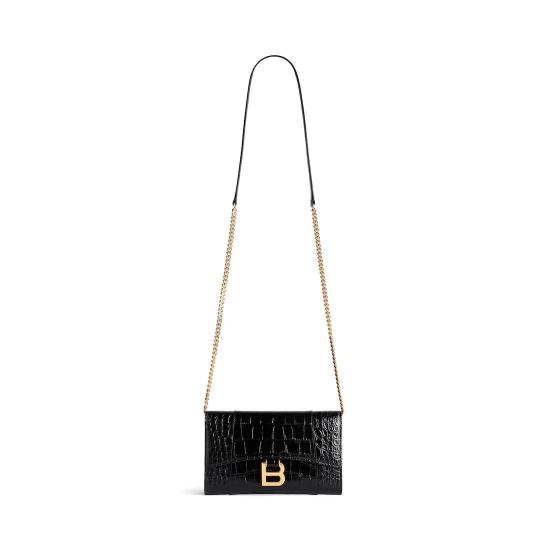 26FW 발렌시아가 아워글래스 월렛 온 체 8463432ABLU1000 black