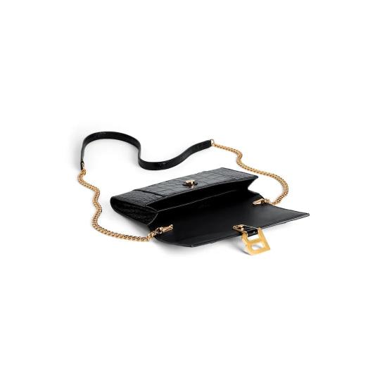 26FW 발렌시아가 아워글래스 월렛 온 체 8463432ABLU1000 black - BALENCIAGA