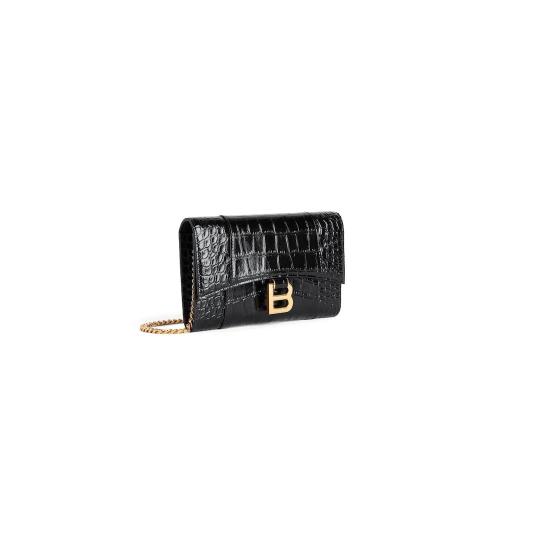 26FW 발렌시아가 아워글래스 월렛 온 체 8463432ABLU1000 black - BALENCIAGA