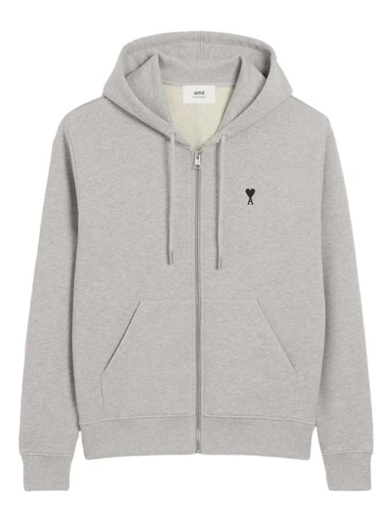 26FW 아미 스몰 하트 로고 코튼 후드 집업 HSW7657300951 GREY