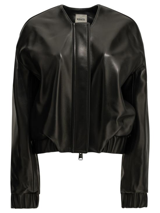 26FW 케이트 나파 레더 크롭 봄버 자켓 62411012200 BLACK