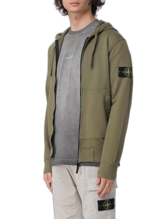 26FW 스톤 아일랜드 오가닉 코튼 플리스 레귤러 핏 후드 집업 6100061S0051V005G VERDE - STONE ISLAND