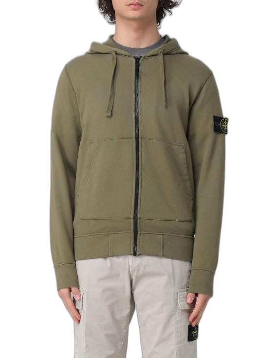 26FW 스톤 아일랜드 오가닉 코튼 플리스 레귤러 핏 후드 집업 6100061S0051V005G VERDE