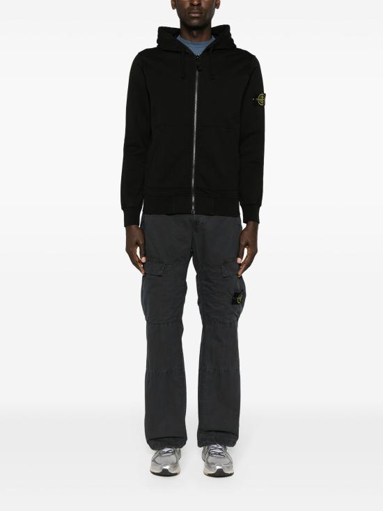 26FW 스톤 아일랜드 오가닉 코튼 플리스 레귤러 핏 후드 집업 6100061S0051V0029 NEGRO - STONE ISLAND