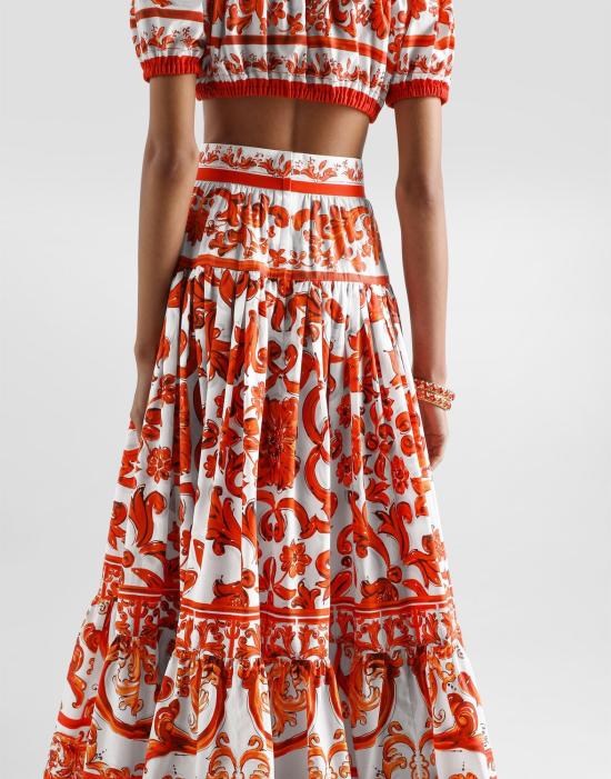 26FW 돌체앤가바나 롱 스커트 FACX0TGDDRLS9000 NARANJA - DOLCE & GABBANA