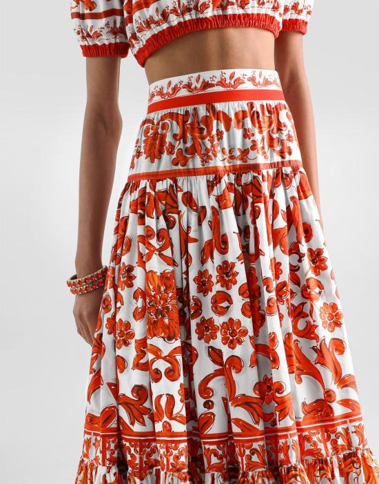 26FW 돌체앤가바나 롱 스커트 FACX0TGDDRLS9000 NARANJA - DOLCE & GABBANA