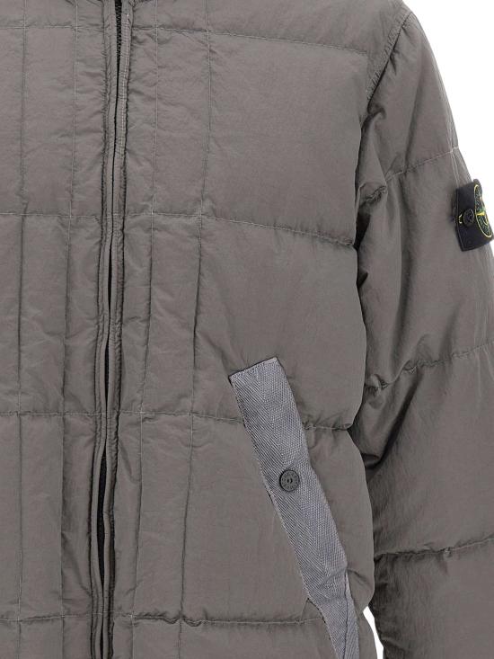 26FW 스톤 아일랜드 나일론 메탈 에코닐 드로우코드 헴 후드 다운 자켓 나일론 메탈 에코닐 드로우코드 헴 후드 다운 자켓 4100019S0019V0060 GRIS - STONE ISLAND