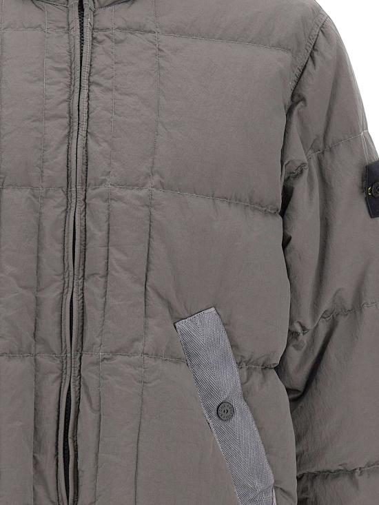 26FW 스톤 아일랜드 나일론 메탈 에코닐 드로우코드 헴 후드 다운 자켓 나일론 메탈 에코닐 드로우코드 헴 후드 다운 자켓 4100019S0019V0060 GRIS - STONE ISLAND