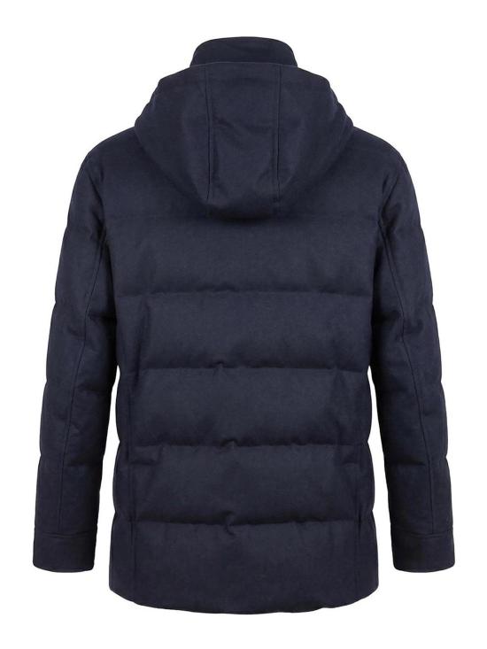 26FW 브루넬로 쿠치넬리 본디드 울 플란넬 탈부착 후드 다운 자켓 MM4701823CYG13 BLUE - BRUNELLO CUCINELLI