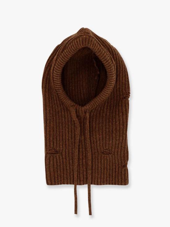  MM6 메종마르지엘라 모자 Mm6 메종 마르지엘라 울 블렌드 발라클라바 (빈티지 효과, 브라운)
