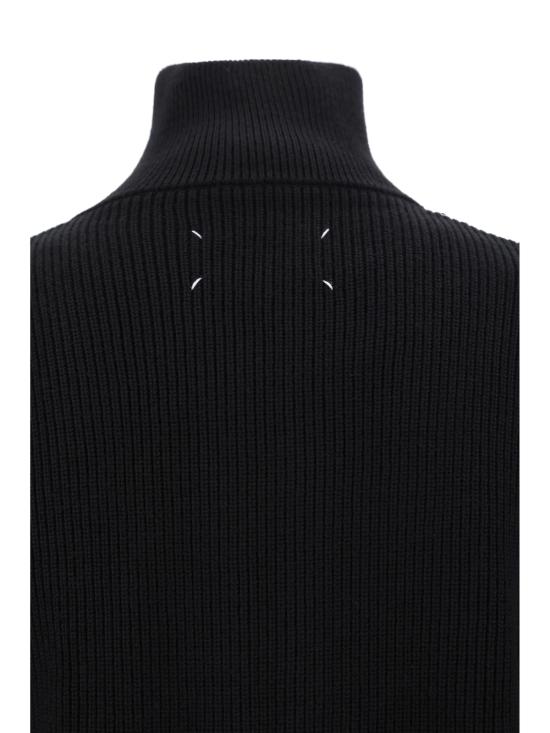  마르지엘라 터틀넥 메종  코튼 지퍼업  블랙 - MAISON MARGIELA