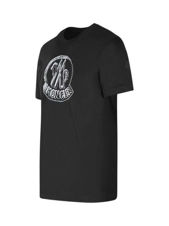 26FW 몽클레어 스케치 자수 로고 코튼 티셔츠 8C00035 89AUG Black - MONCLER
