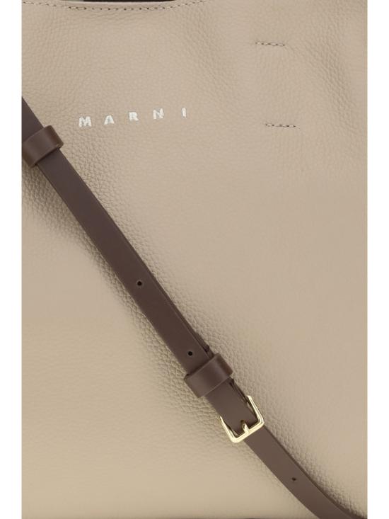  마르니 토트백 뮤제오 송아지 가죽 토트백 문 스톤/다크 버건디/커피 - MARNI