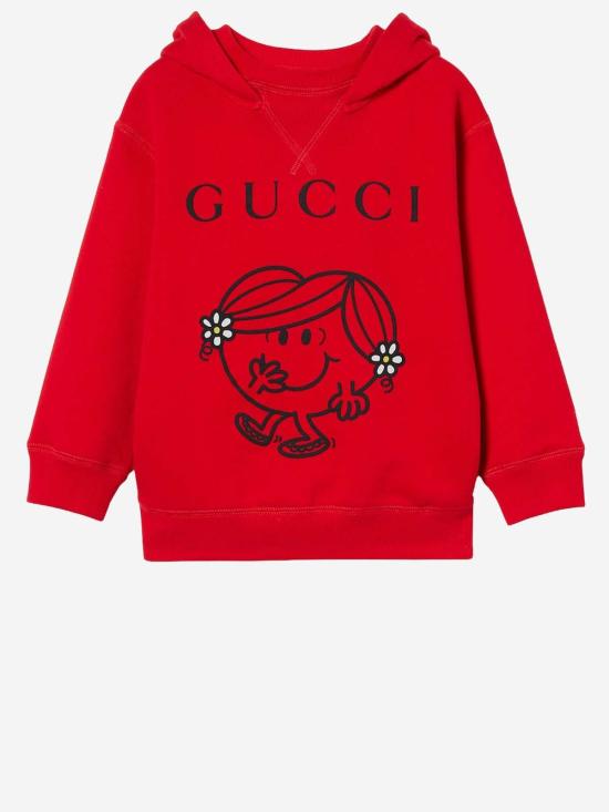  [키즈] 구찌 풀오버 키즈 프린트 코튼 후드티 레드 - GUCCI