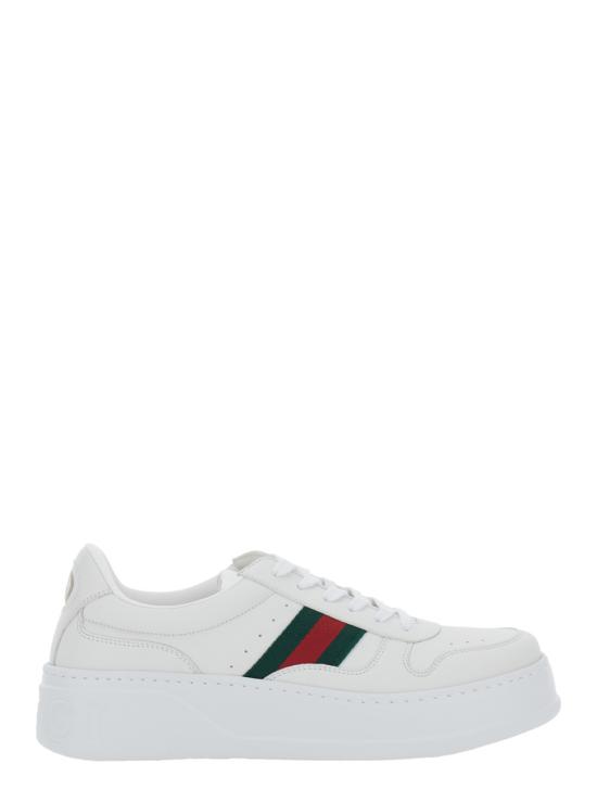  구찌 스니커즈 화이트 가죽 오버사이즈 솔 카프 - GUCCI