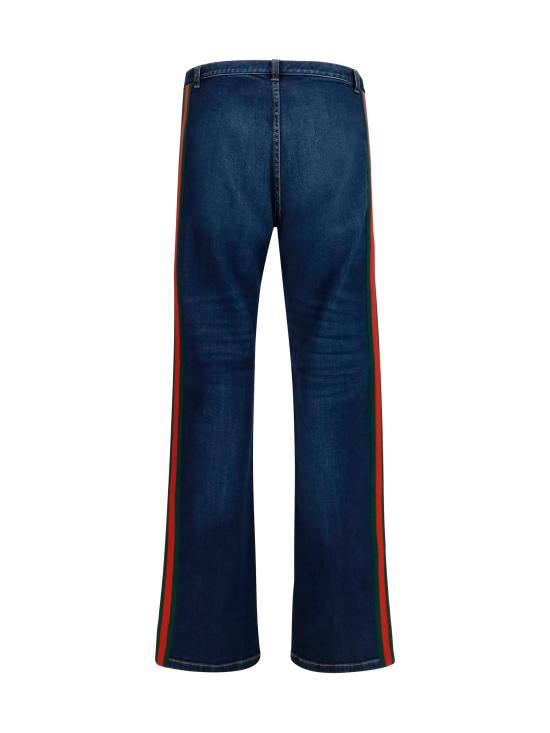 26FW 구찌 웹 디테일 코튼 데님 스트레이트 팬츠 875555XDDH0 4011 BLUE - GUCCI