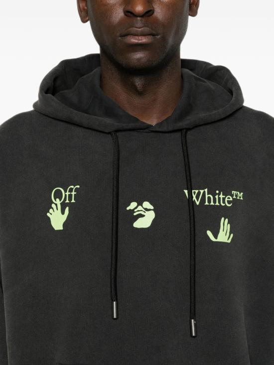 26FW 오프화이트 후드 티셔츠 OMBB085F26FLE0 0T00 BLACK - OFF WHITE