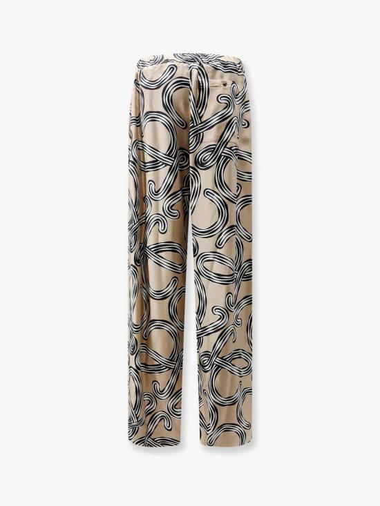  로에베 스트레이트 팬츠 파울라스 이비자 프린트 실크 팬츠 베이지 - LOEWE