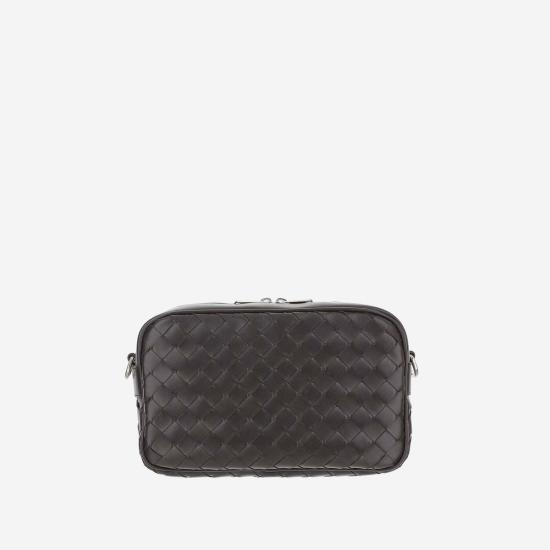  보테가베네타 가방 보테가 베네타 가죽 숄더백, 우븐 카프스킨, 다크 브라운 - BOTTEGA VENETA