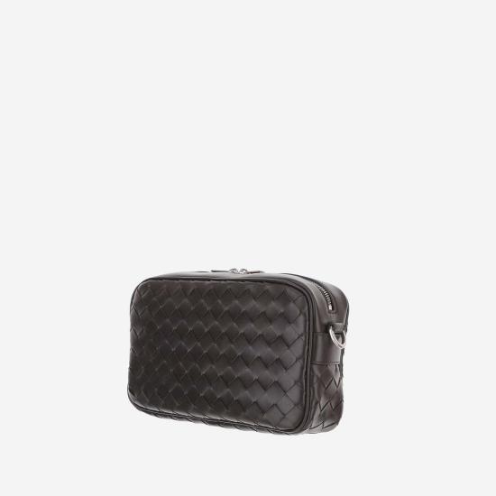  보테가베네타 가방 보테가 베네타 가죽 숄더백, 우븐 카프스킨, 다크 브라운 - BOTTEGA VENETA