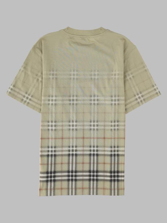26FW 버버리 그라디언트 체크 코튼 티셔츠 8119023 C4053 BEIGE - BURBERRY