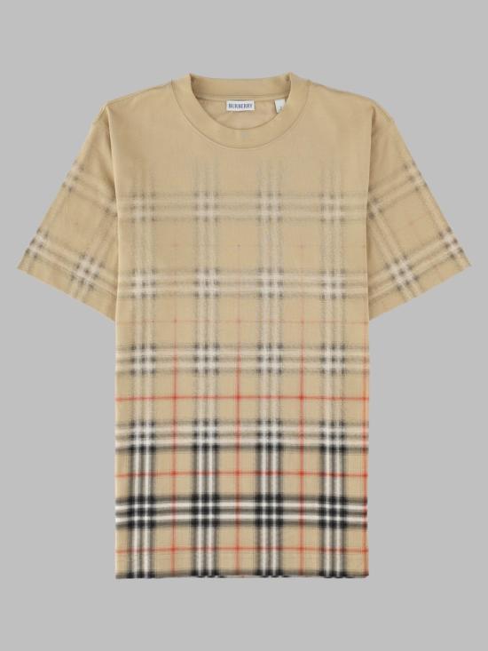 26FW 버버리 그라디언트 체크 코튼 티셔츠 8119022 B9368 BEIGE