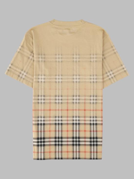 26FW 버버리 그라디언트 체크 코튼 티셔츠 8119022 B9368 BEIGE - BURBERRY