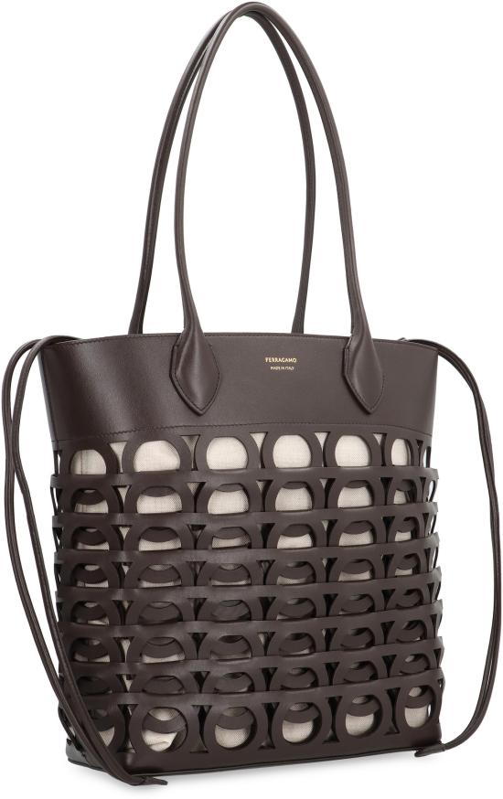  살바토레 페라가모 토트백 페라가모 간치니 M  다크 브라운 - SALVATORE FERRAGAMO