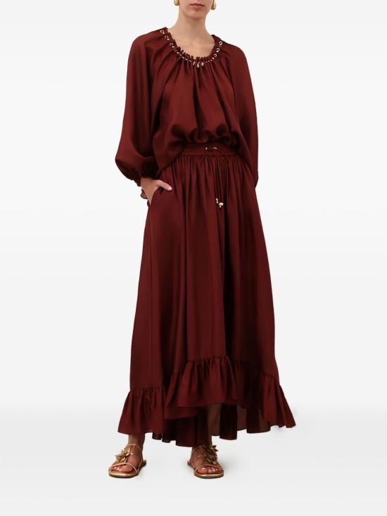 26FW 짐머만 롱 스커트 8440SSS 261MER BORDEAUX - ZIMMERMANN