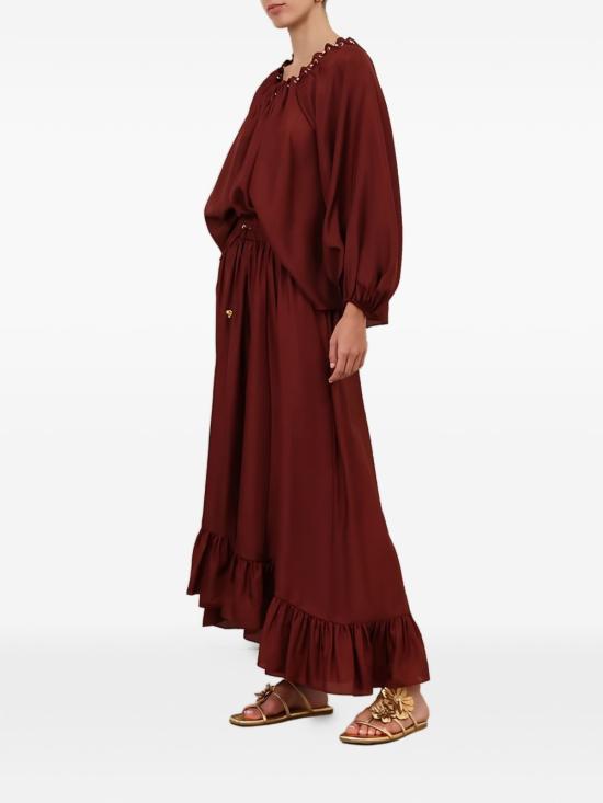 26FW 짐머만 롱 스커트 8440SSS 261MER BORDEAUX - ZIMMERMANN