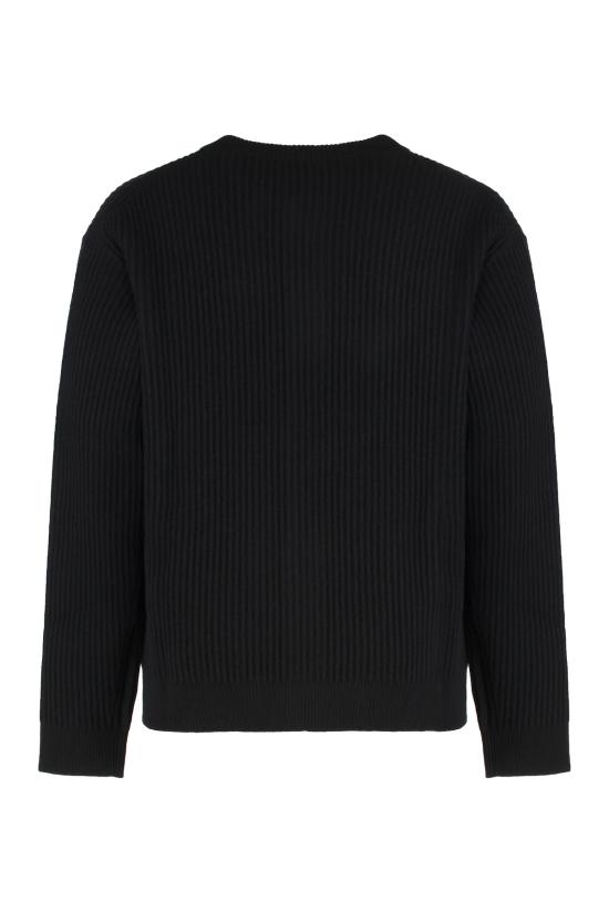  메종키츠네 가디건 메종 키츠네 여우 머리 패치 장식 골지 울  블랙 - MAISON KITSUNE