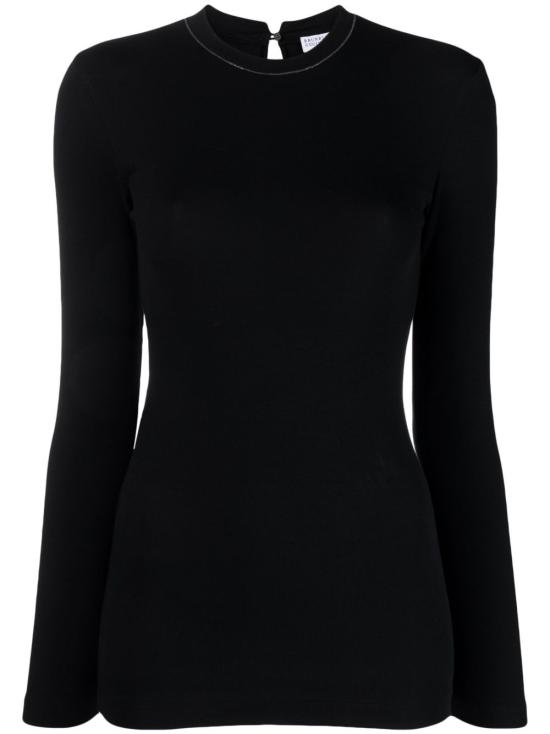 26FW 브루넬로 쿠치넬리 긴팔 티셔츠 M0TC8BJ300 C101 BLACK