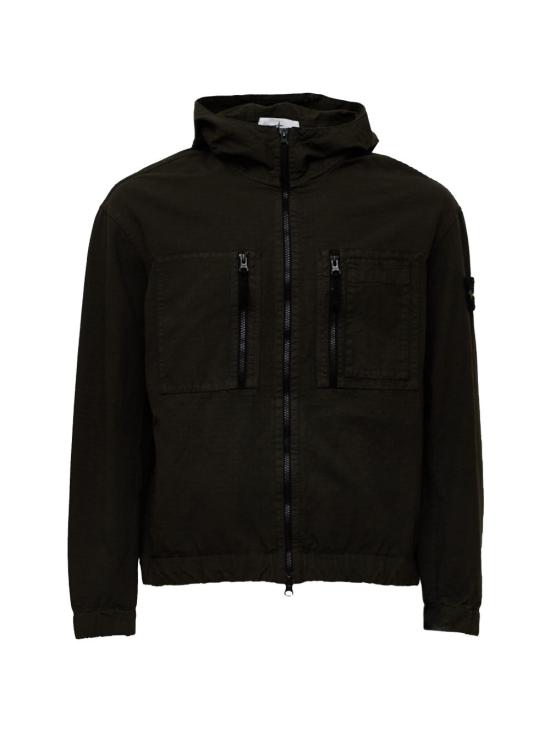 26FW 스톤 아일랜드 오가닉 코튼 립스톱 후드 오버셔츠 L2S151200011S0211 V0078 CARBON